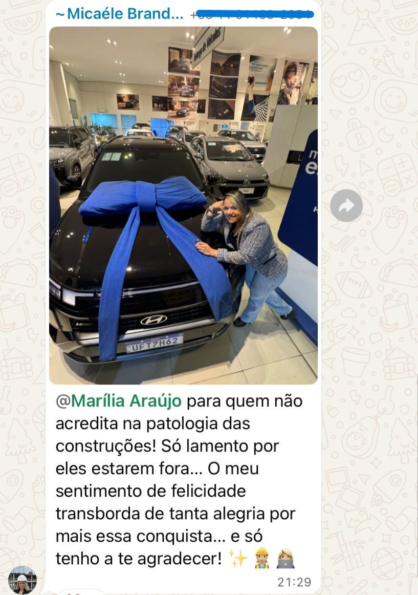 Aluna conquista carro novo com a patologia das construções
